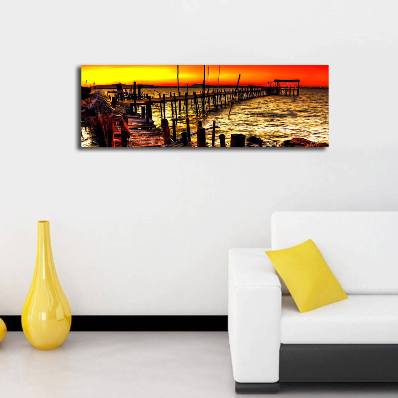 Tablou decorativ cu lumina LED, 3090İACT-46, PÂNZĂ DIN PIELE ÎNTOARSĂ, 30 x 90 cm, Multicolor — imaginea 2