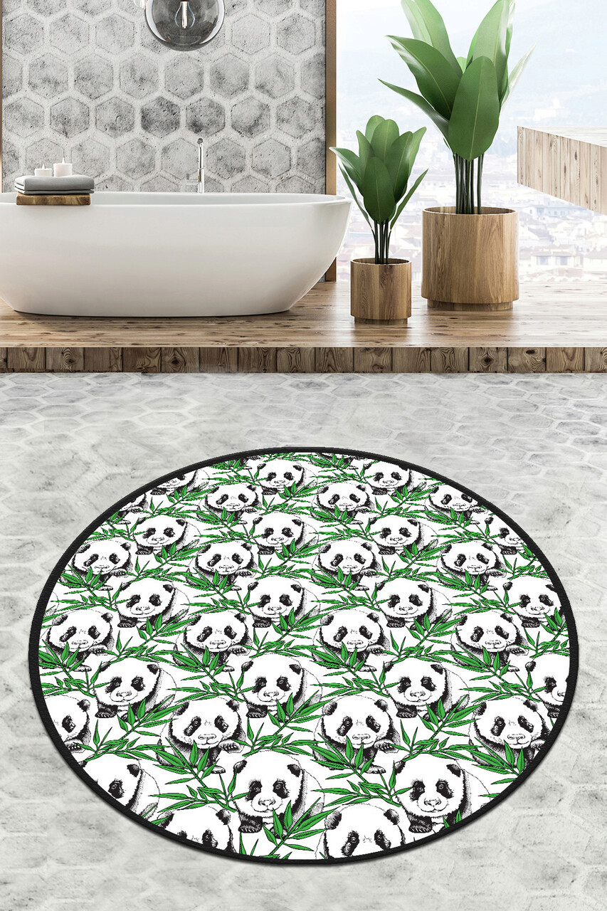 Covoras de baie L'essentiel Maison Green Panda Circle Djt 80 Multicolor