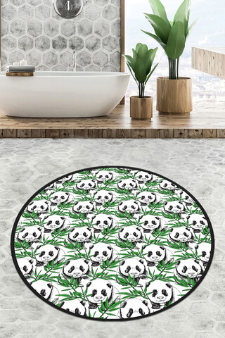 Covoraș de baie, chilai, green panda circle djt 80, poliester, multicolor