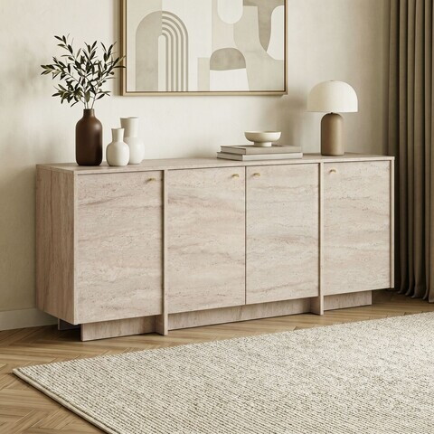 Consola, Nordure, Varen, 180x82x45 cm, PAL MELAMINAT, Travertin
