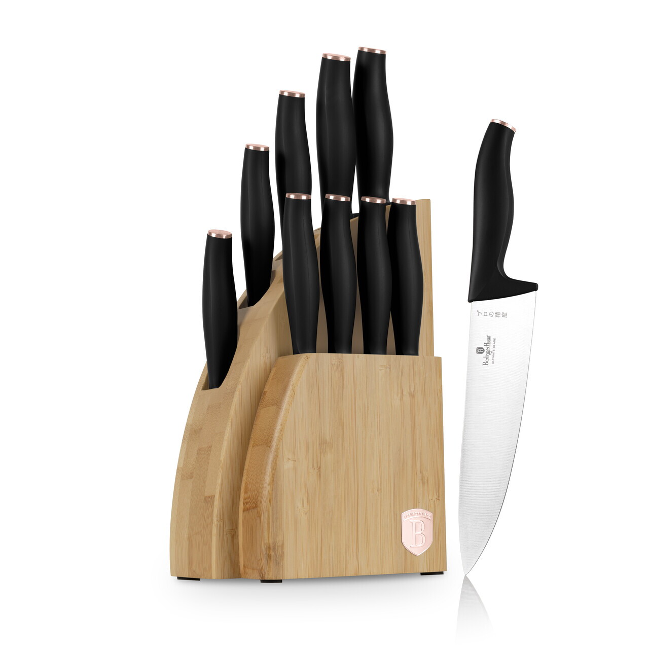 Set 9 cutite cu suport Berlinger Haus, Black Rose, inox/bambus, negru/natur - view 12