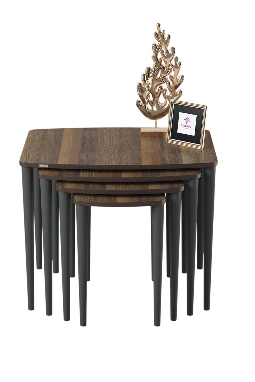 Set masute Nesting 4 piese, Hanah Home, Telwe, Nuc / Antracit — imaginea 2