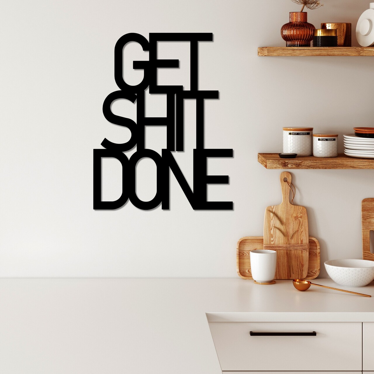 Decoratiune de perete, Get Shit Done 15, Dimensiune: 38 x 48 cm , Negru - view 2