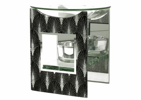 Suport pentru ulei aromoterapie Foxi, Duo, 12 x 9.8 x 8.2 cm, sticla, negru