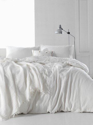 Lenjerie de pat dubla King, 3 piese, 220×240 cm, 100% bumbac, Limasso, Muslin Stonewashed, alb Lenjerii de Pat
