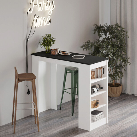 Masa de bar, Locelso, ST1, 120×101.8×51.6 cm, Alb negru 120x101.8x51.6