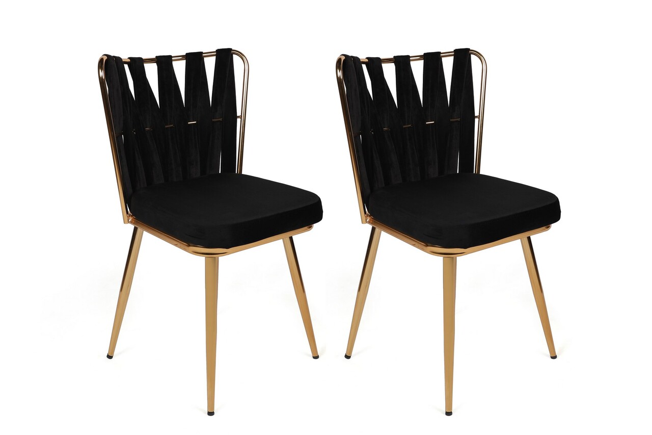 Set de scaune, Nmobb, Kuşaklı-211 V2, Metal, Negru