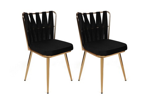 Set scaune 2 piese, Nmobb, Kuşaklı-211 V2, Metal, Negru