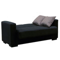 Canapea extensibila 2 locuri Vox, Pakoworld, 148x77x80 cm, textil/lemn de plop, negru