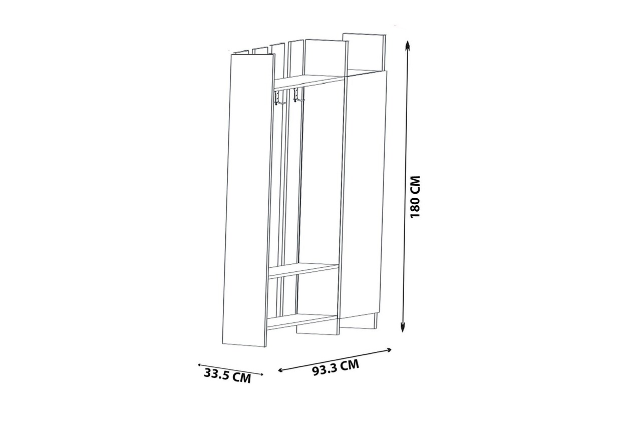 Cuier de perete, Coraline, Pro, 93.3x180x33.5 cm, Alb / Antracit