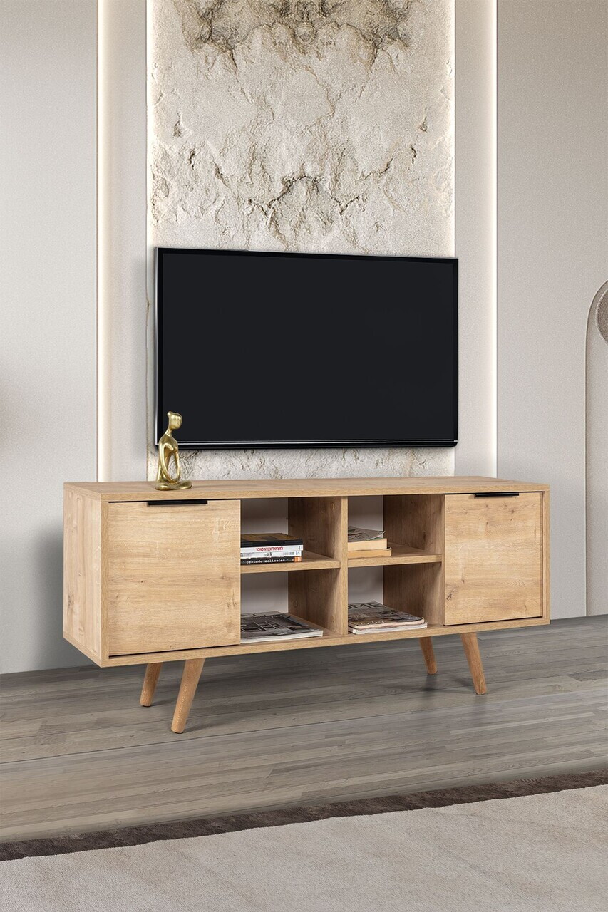 Comoda TV, Hanah Home, Sina 3322, 130x59x35 cm, PAL, Maro — imaginea 3