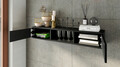 Raft de perete ELTAP, Lanzzi, 120x25x20 cm, MDF laminat, negru/auriu