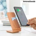 Incarcator fara fir cu efect de lemn cu suport Qistan InnovaGoods, 10x14.5x7 cm