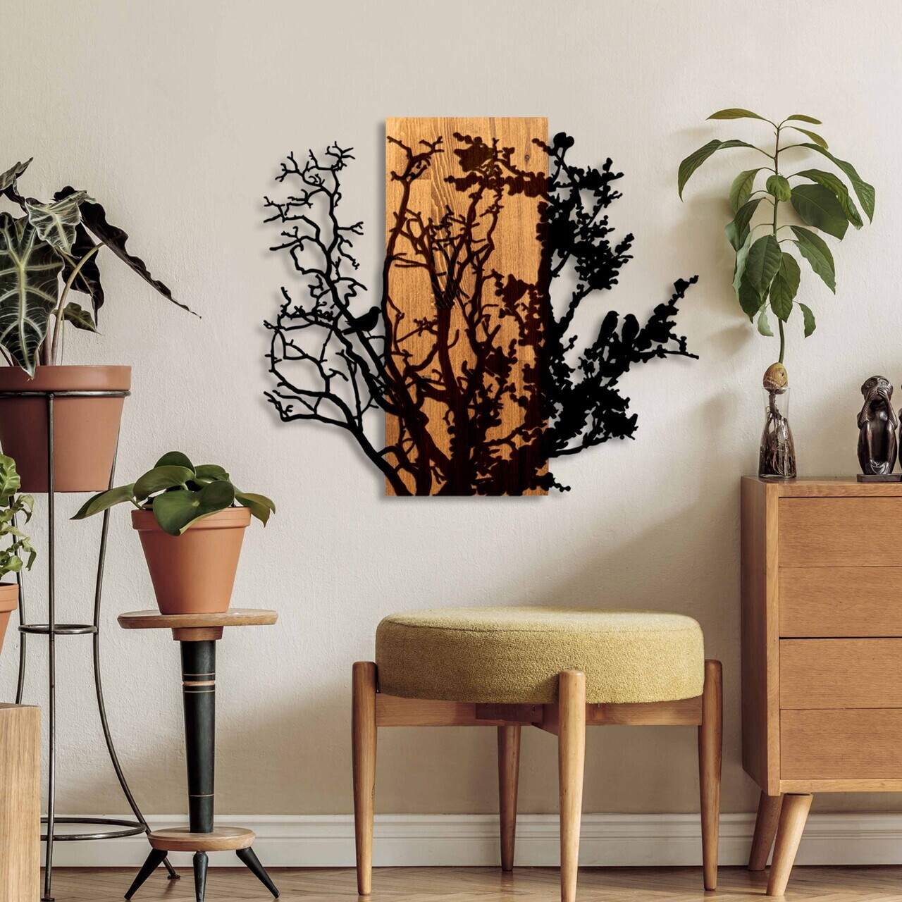 Decoratiune de perete, About Dry Grasses, Lățime: 68 cm, Nuc / Negru — imaginea 3