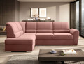Coltar extensibil stanga 3 locuri ELTAP, LT-24NU, Siber, 270x186x93 cm, lemn/poliester, roz