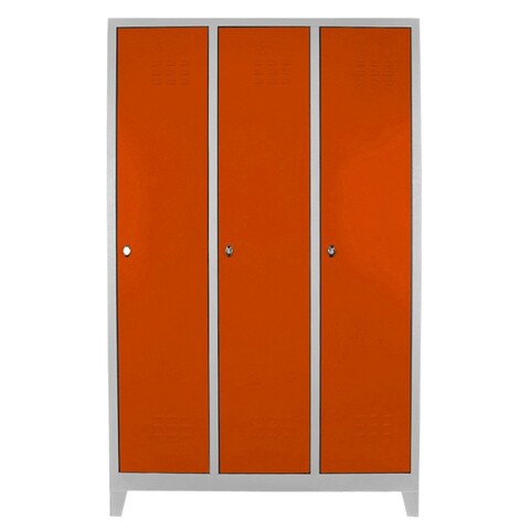 Dulap de depozitare cu incuietoare, Shelvoria, Js1027Tu, 97x185x37 cm, Otel, Gri / Portocaliu
