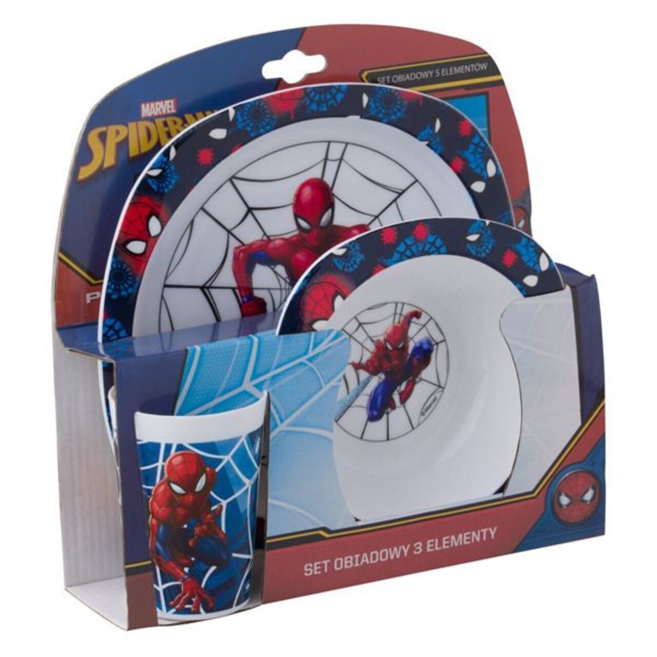 Set 3 Piese Mic Dejun Spiderman, Marvel, Plastic, Albastru