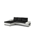 Coltar extensibil stanga 4 locuri ELTAP, Ov07, Ottavio, 275x180x85 cm, lemn/poliester, negru/alb