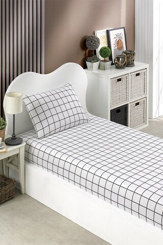 Set de pat pentru o persoana (cearceaf cu elastic si perna) 2 piese, Artus - Black, Eponj Home, 65% bumbac/35% poliester