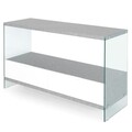 Consola cu 2 sertare, Norrel, L.120 l.40 H.76, pal/mdf/sticla, alb/gri