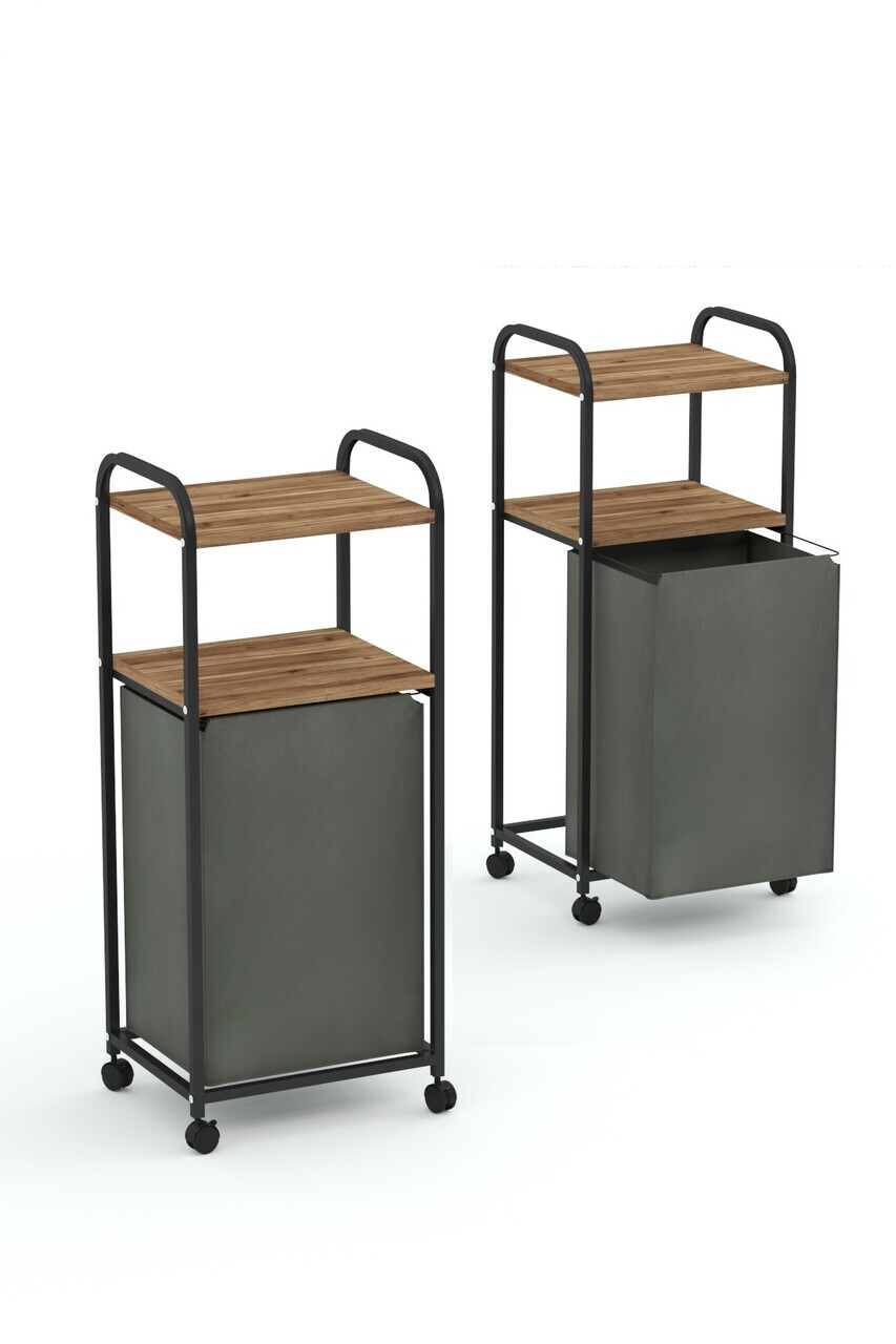 Coș de rufe metalic, Hanah Home, Dh Box Brown, 44x106x35 cm, Maro — imaginea 2