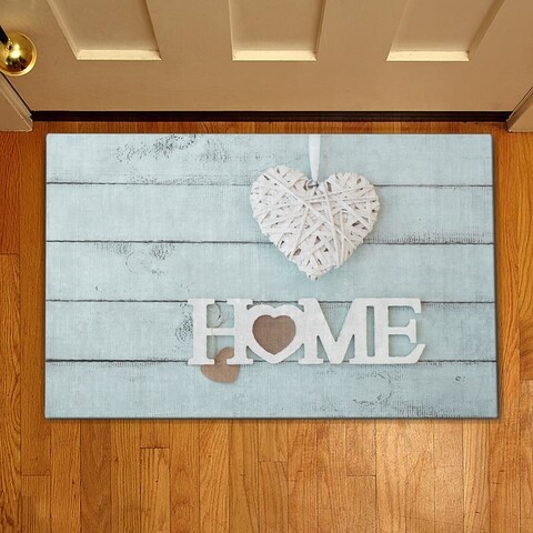 Covoras de intrare home heart, casberg, 38x58 cm, poliester, albastru