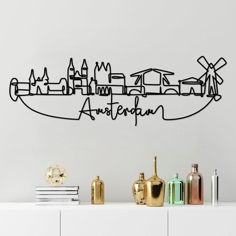 Decoratiune de perete, amsterdam, metal, grosime: 2 mm, negru