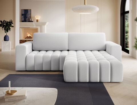Coltar extensibil dreapta 4 locuri ELTAP, Bon-50, Bonett, 250x175x92 cm, lemn/poliester, gri deschis