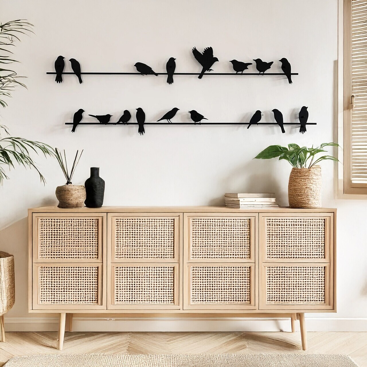 Set de accesorii decorative de perete din metal, DCV-1085-MT, Dimensiune: 70 x 10 cm (2 bucăți), Negru