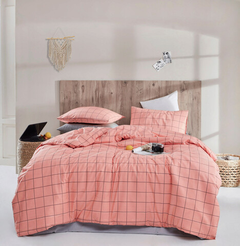 Lenjerie de pat dubla 3 piese, piga - powder, enlora home, bumbac ranforce