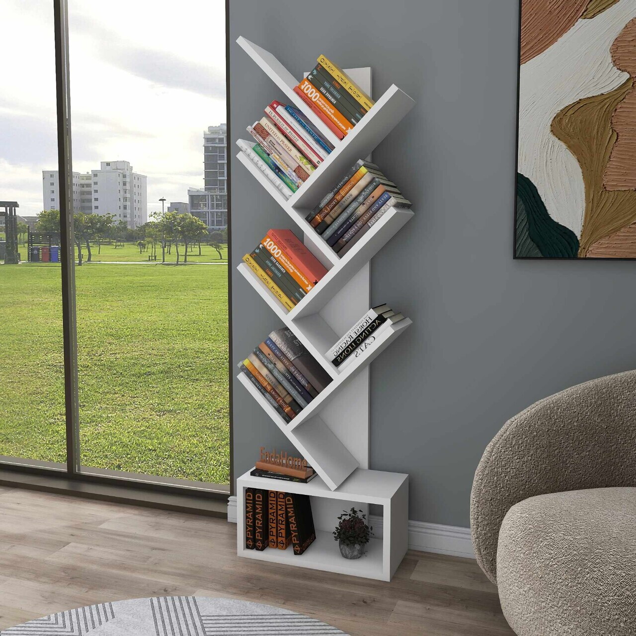 Corp biblioteca, Hanah Home, Erine, 40x140x21.6 cm, Alb — imaginea 3