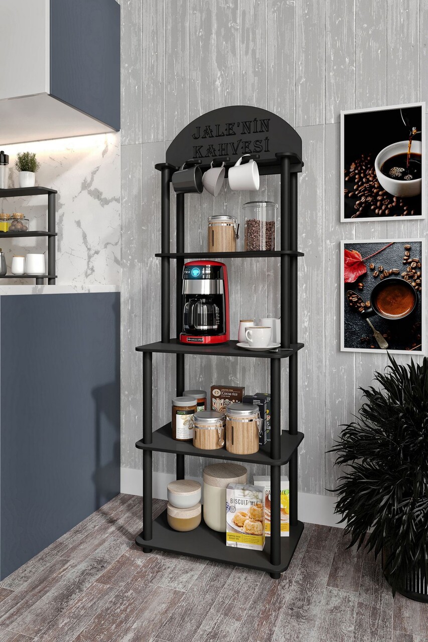 Dulap de bucatarie, Hanah Home, Lungo, 30x50x140 cm, MDF , Negru - imagine 3