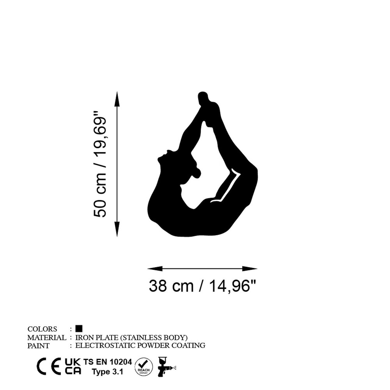 Decoratiune de perete, Yoga 3, Dimensiune: 38 x 50 cm, Negru — imaginea 6