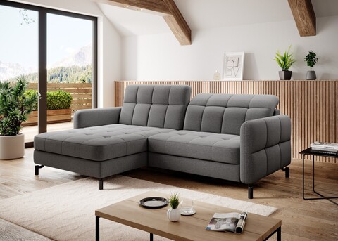 Coltar extensibil stanga 3 locuri ELTAP, Lore-48, Lorelle, 225x160x105 cm, lemn/poliester, gri