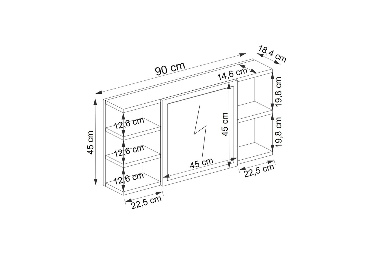 Dulap de machiaj, Coraline, Marta, 90x45x18 cm, PAL, Maro