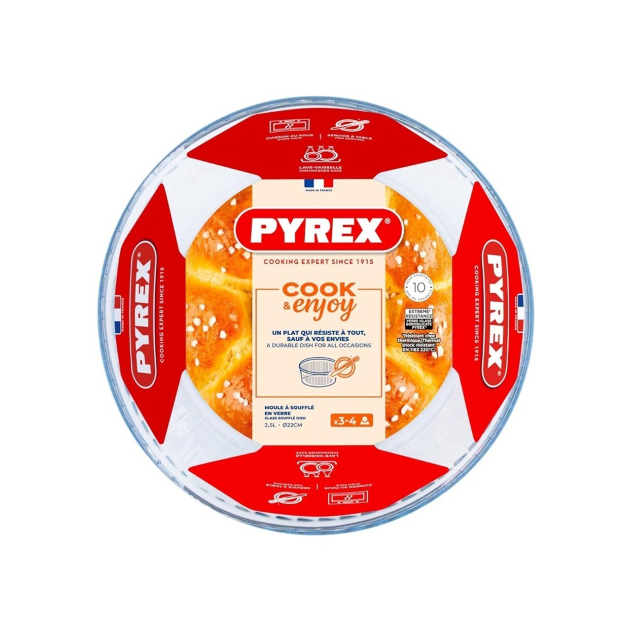 Forma souffle, sticla termorezistenta, 22cm/2,5L - Pyrex - imagine 3