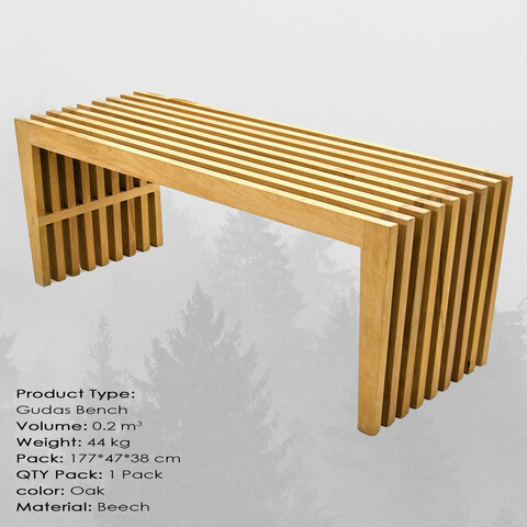 Banca, massive design, gudas, 175x45x36 cm, stejar