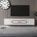 Comoda TV, Olivia, Dekop3, Alb/Auriu