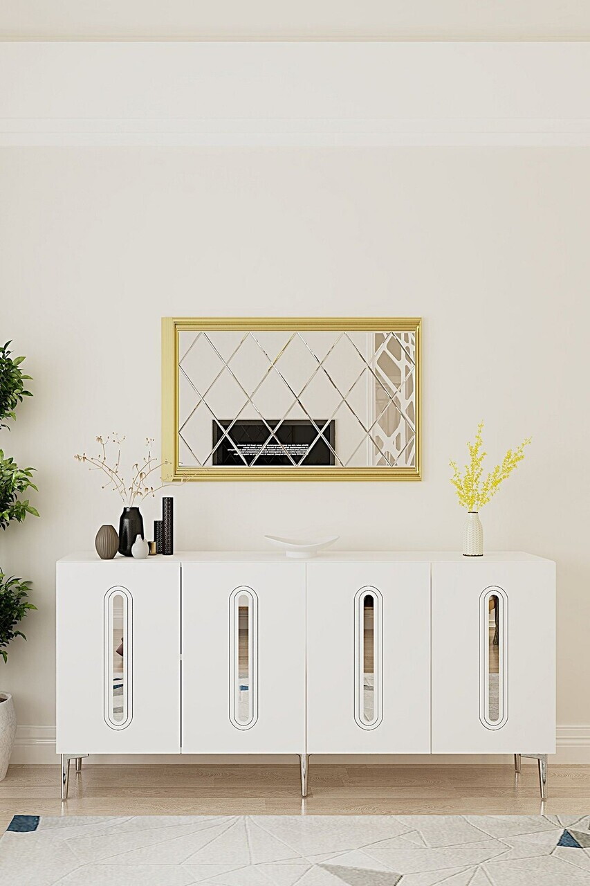 Consola, Hanah Home, Rany 180, 180x75x32 cm, Alb / Argintiu — imaginea 2