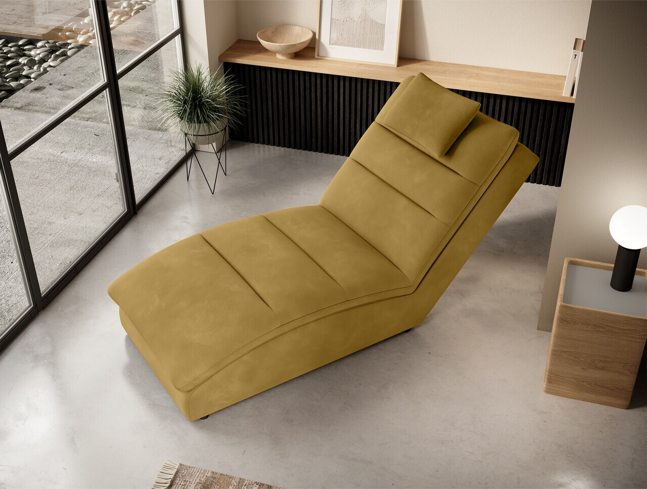 Sezlong living ELTAP, TAC-45LO, Taco, 170x85x95 cm, lemn/poliester, mustar - view 3