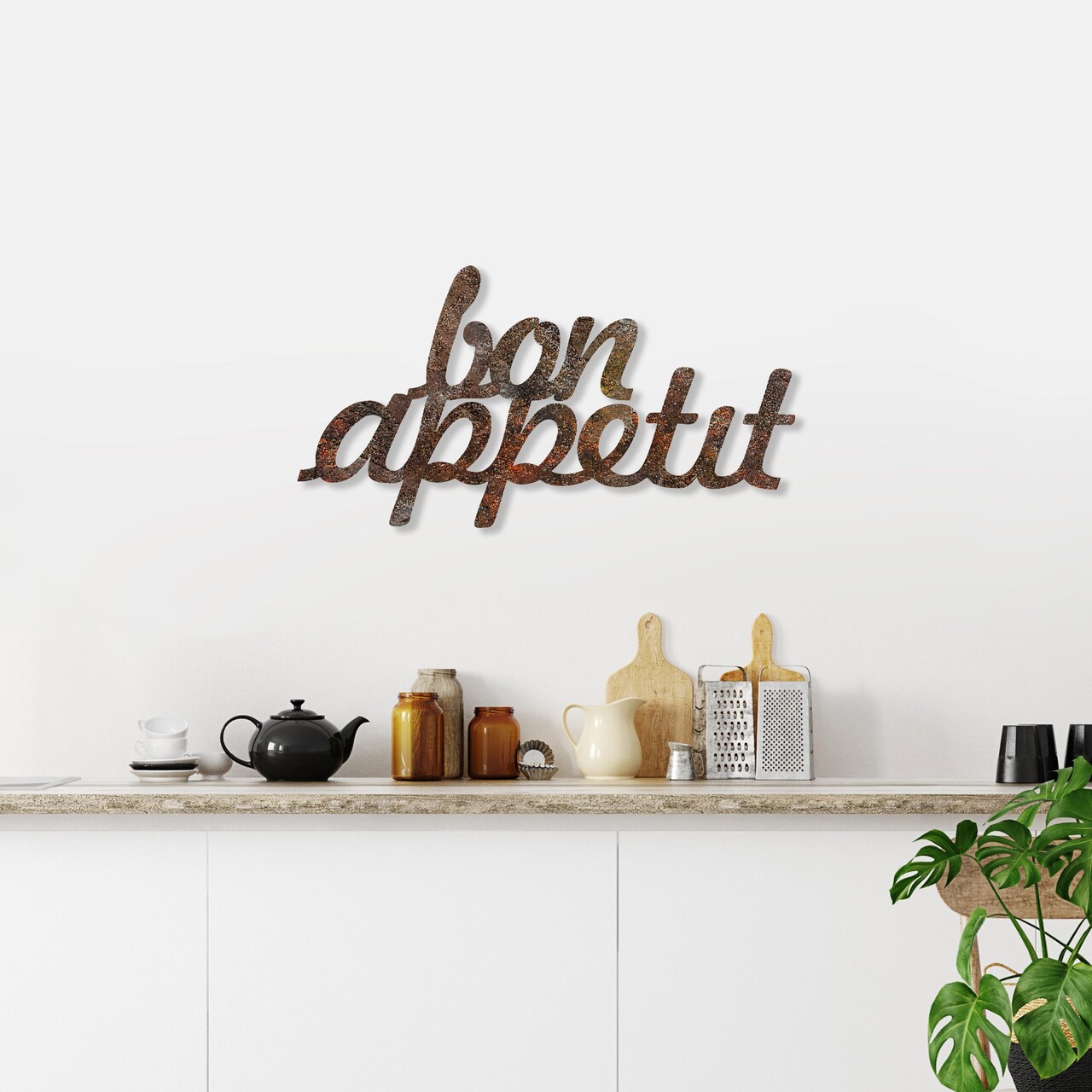 Decoratiune de perete, Rusty Bon Appetit, 30 x 50 cm, Maro antichizat - view 2