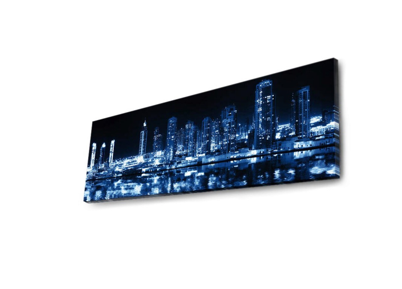 Tablou decorativ cu lumina LED, 3090DACT-6, Canvas, 30 x 90 cm, Multicolor
