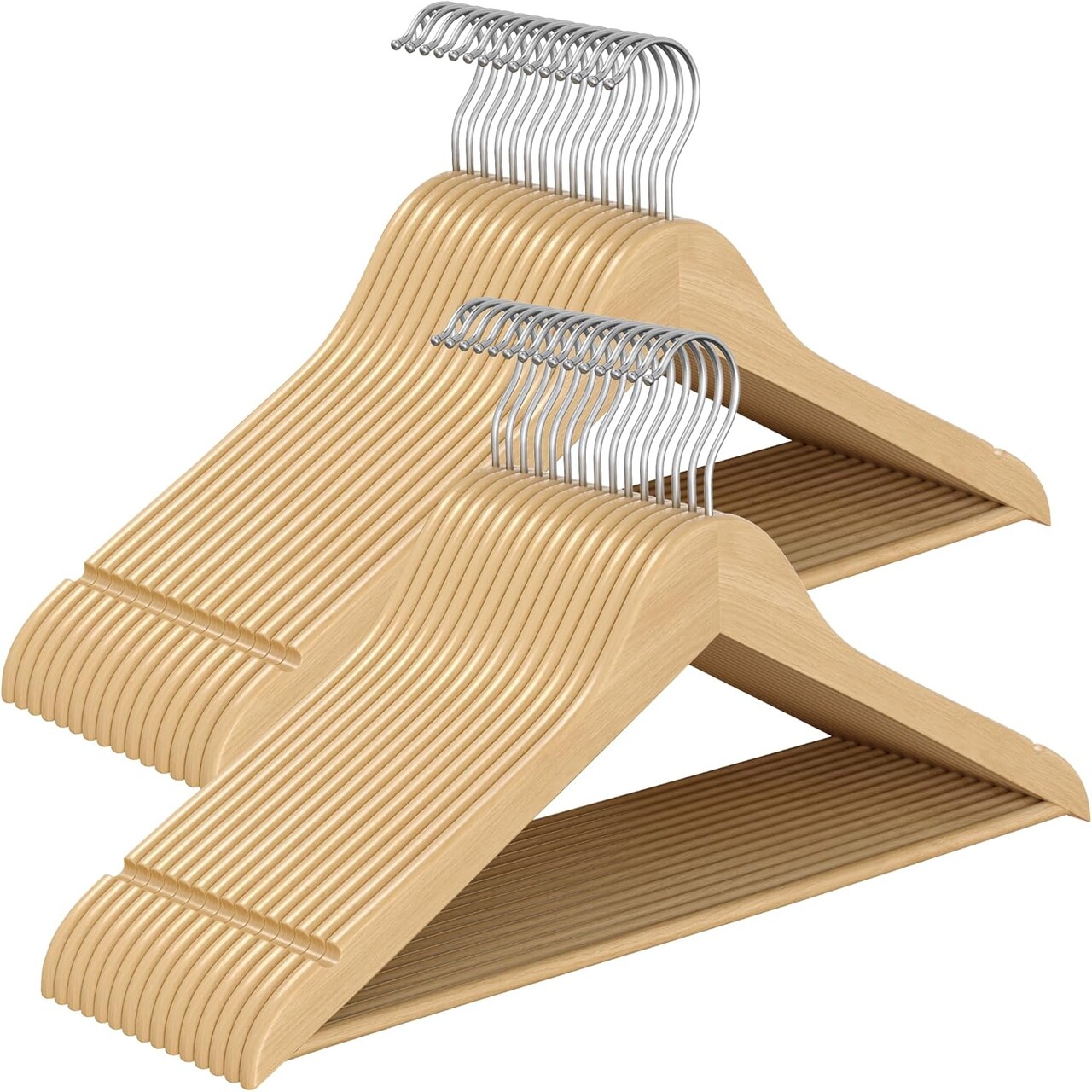 Set 30 umerase subtiri din lemn, Songmics, 43x0.8x21 cm, lemn de mesteacan, natural - 1 | YEO