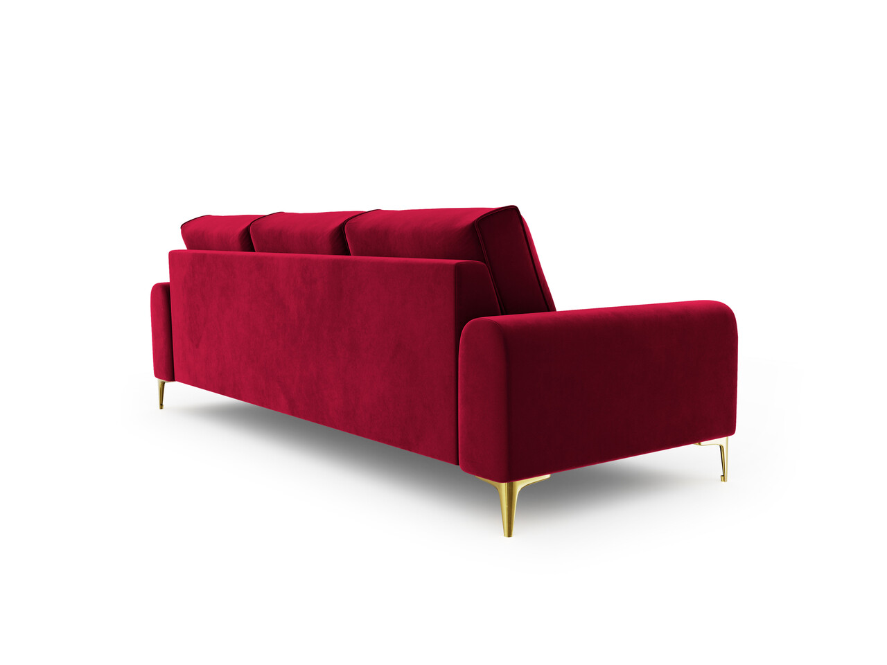 Canapea, Madara, Mazzini Sofas, 3 locuri, gold legs, 222x102x90 cm, catifea, rosu vin