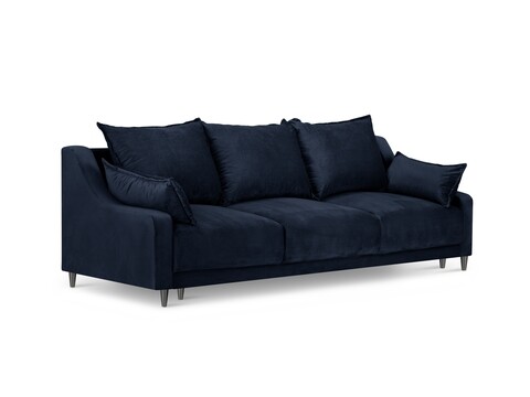 Canapea extensibila, Lilas, Mazzini Sofas, 3 locuri, cu lada de depozitare, 215x94x90 cm, catifea, albastru inchis