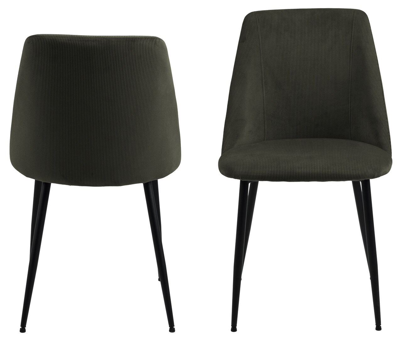 Scaun Ines, Actona, 49.2x57.5x84 cm, tesatura corduroy/otel, verde olive - view 10