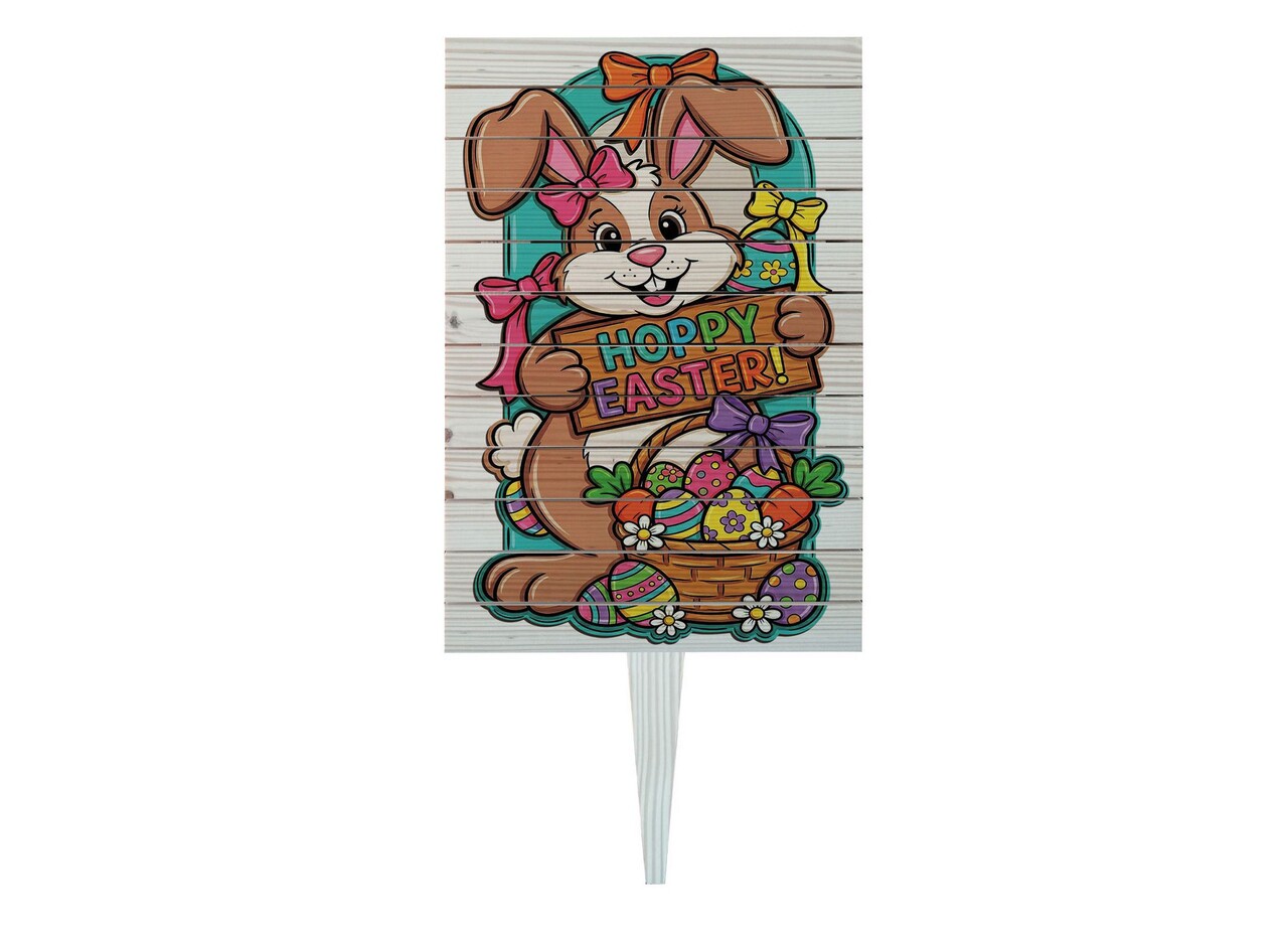Semn de curte, Hoppy Easter Bunny, 38x58 cm, Multicolor - imagine 3