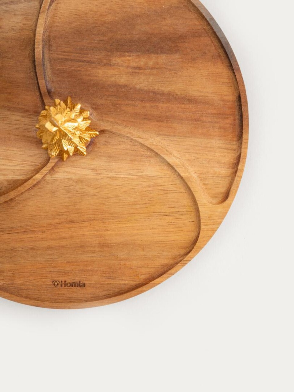 Platou servire Lovdal, Homla, 28x8.5 cm, lemn, natur/auriu