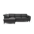 Coltar extensibil stanga 4 locuri ELTAP, LT-06SAV, Noble, 255x201x100 cm, lemn/poliester, gri inchis