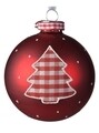 Glob Checkered tree, Decoris, Ø8 cm, sticla, rosu
